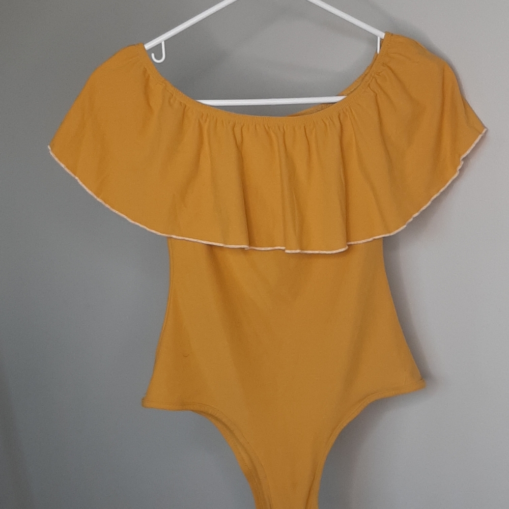 Yellow off the shoulder bodysuit